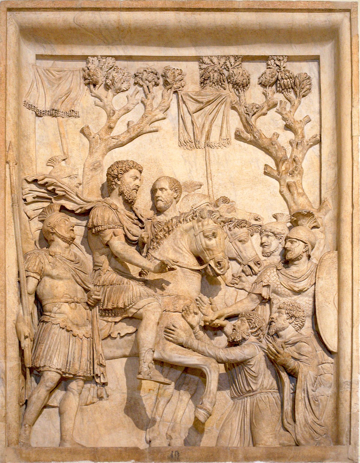 Marble relief of Emperor Augustus.